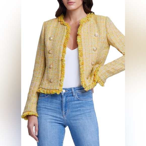 L'AGENCE Jackets & Blazers - L’AGENCE Tinlee Blazer in Yellow Multi Tweed open front jacket Chanel-like, sz 0